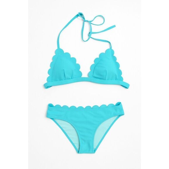Cupshe Scallop Edge Bikini Set Blue Size M NWT - Picture 1 of 5